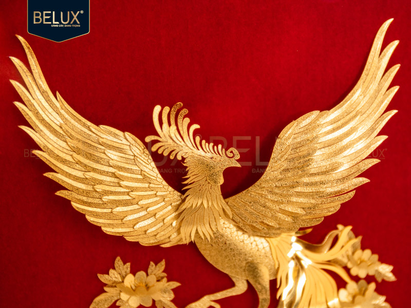 Tranh Phượng Hoàng dát vàng 24k 25x32cm